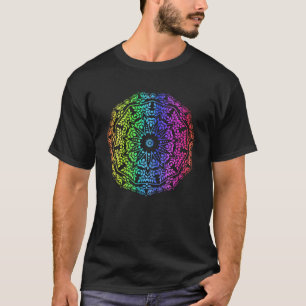 Rainbow Mandala Rosette Flower Geometric Yoga Vibe T-Shirt