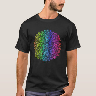 Rainbow Mandala Rosette Flower Geometry Art Yoga V T-Shirt