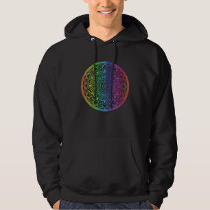Rainbow Mandala Rosette Flower Round Yoga Vibe Zen Hoodie