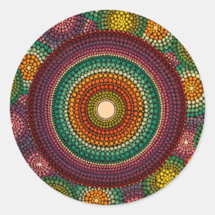 Rainbow Mandala Sticker Hand Painted
