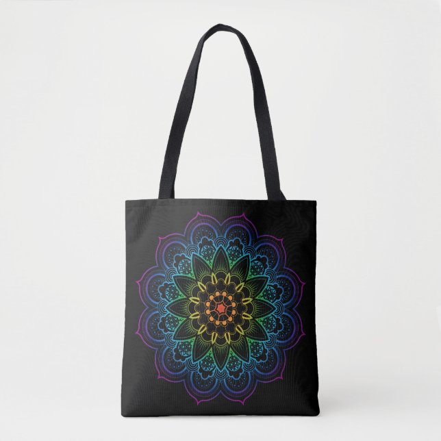 Rainbow mandala tote bag (Front)