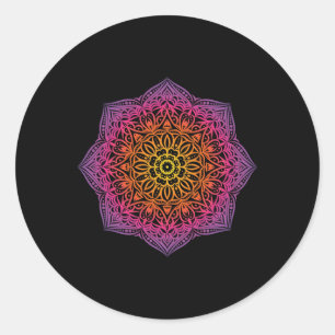 Rainbow Mandala Yoga Prana Om Peace Classic Round Sticker