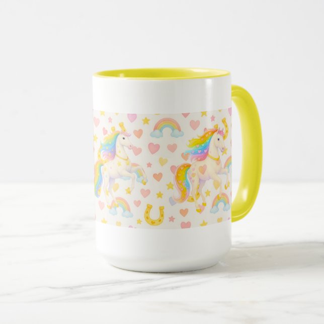 Rainbow Mane Horses Coffee Mug — Cooper & Cody (Front Right)