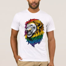 Rainbow Mane Roaring Lion LGBTQ+ Pride T-Shirt