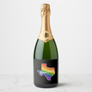 Rainbow Map of Texas Design for proud LGBT+ Texans Sparkling Wine Label