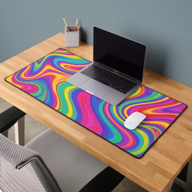 Rainbow Marble Flow Desk Mat (Office 2)