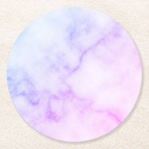 Rainbow Marble Pattern Round Paper Coaster