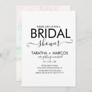 Rainbow Marble Pattern Script BRIDAL Shower Invitation