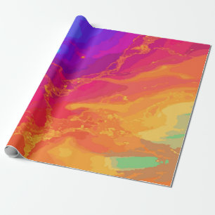 Rainbow Marble Pattern with Gold Accents – Luxury Wrapping Paper