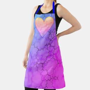 Rainbow Marbled Heart Apron