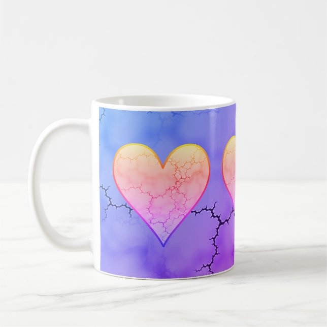 Rainbow Marbled Heart Coffee Mug (Left)