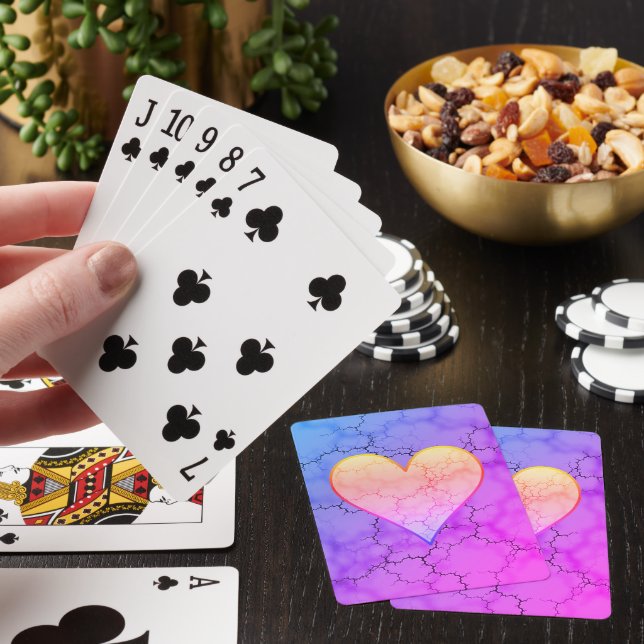 Rainbow Marbled Heart Playing Cards (In Situ)