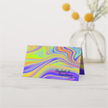 Rainbow Marbling Place Card or Escort Card