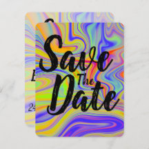 Rainbow Marbling Wedding Save The Date