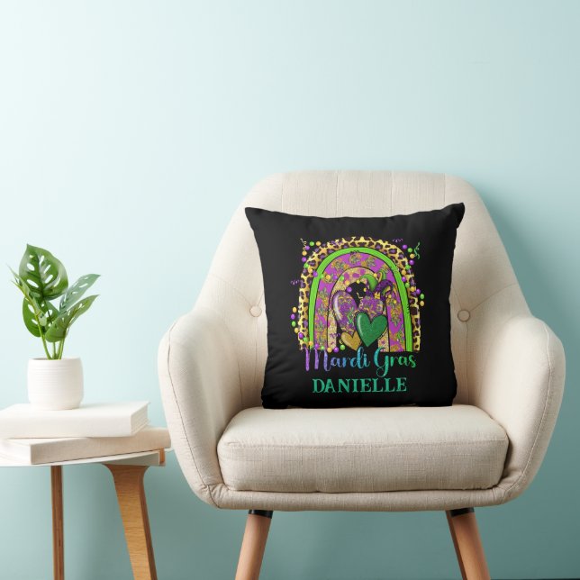 Rainbow Mardi Gras Throw Pillow (Chair)