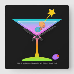 RAINBOW MARTINI WALL CLOCK