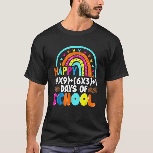 Rainbow Math Formula Happy 100 Days School 100th D T-Shirt (Front)