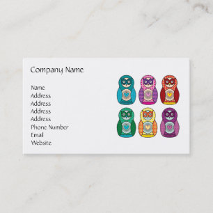 Rainbow Matryoshka Owls Business Card