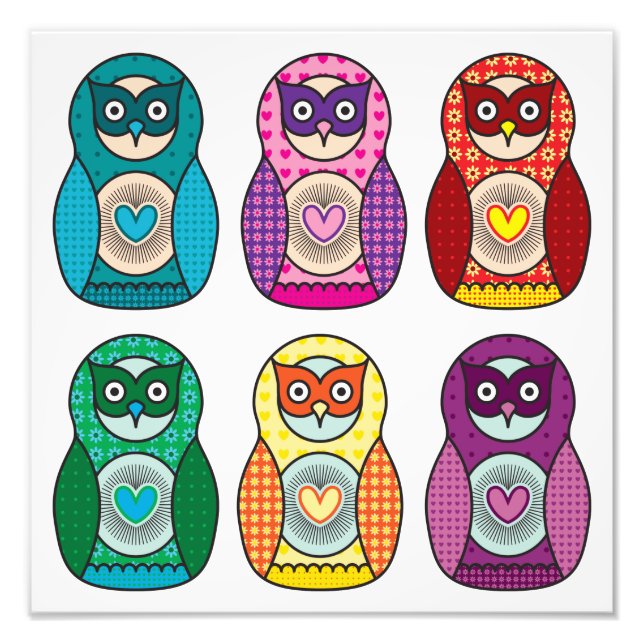Rainbow Matryoshka Owls Poster (Front)