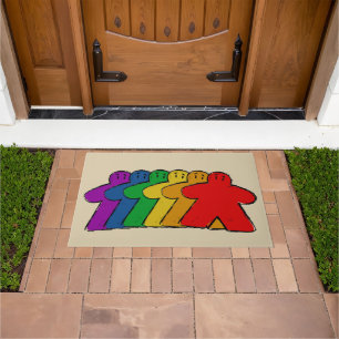 Rainbow Meeple Board Game Front Entrance  Doormat