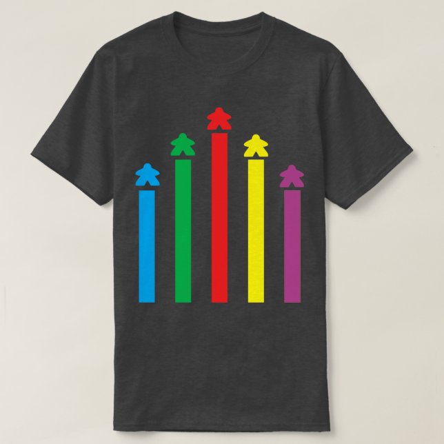 Rainbow Meeple Rocket T-Shirt (Design Front)