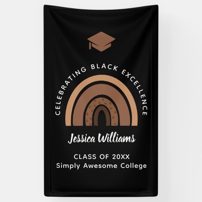 Rainbow Melanin Black Excellence Class Year Grad Banner (Vertical)
