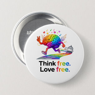 Rainbow Mental Health Freedom Brain Illustration 7.5 Cm Round Badge