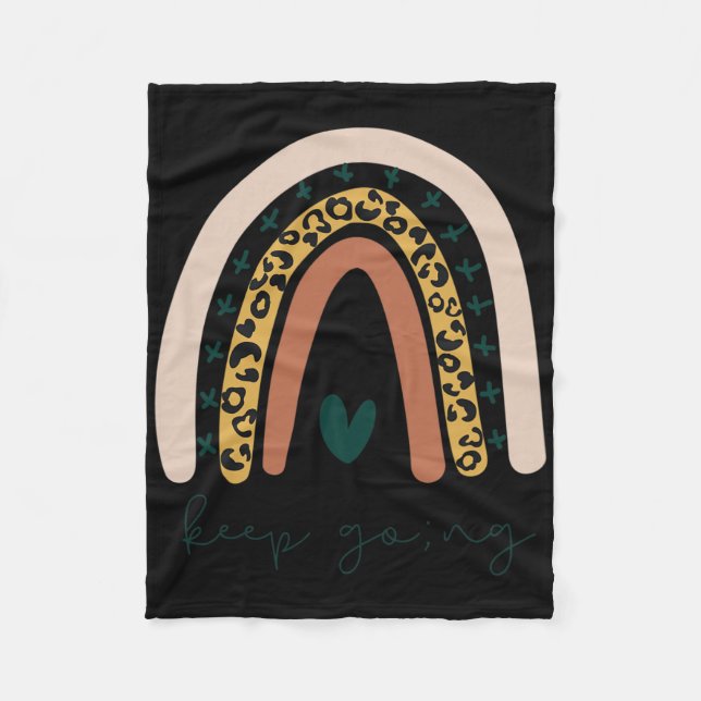 Rainbow Mental Health Semicolon Keep Going Boho Tr Fleece Blanket (Front)