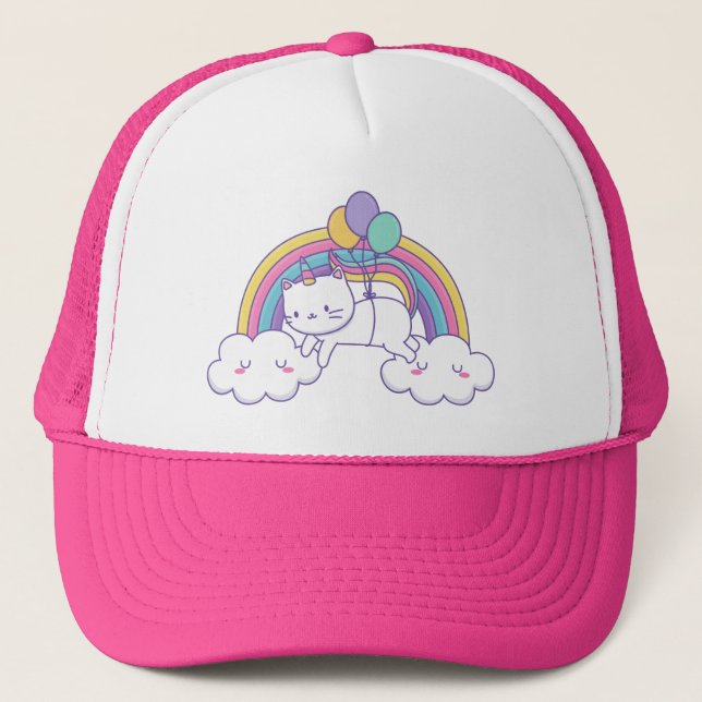 Rainbow Meowgical Caticorn Trucker Hat (Front)