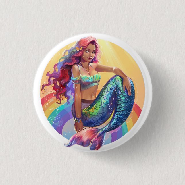 Rainbow Mermaid 3 Cm Round Badge (Front)