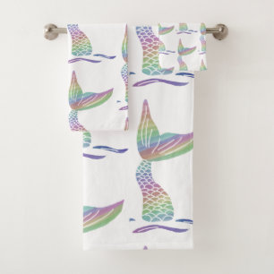 Rainbow Mermaid Bath Towel Set