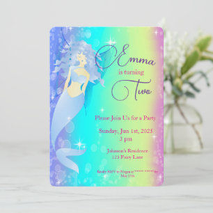 Rainbow Mermaid Birthday Invitation