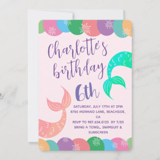 Rainbow Mermaid, Celebrate With Us, Under The Sea  Invitation