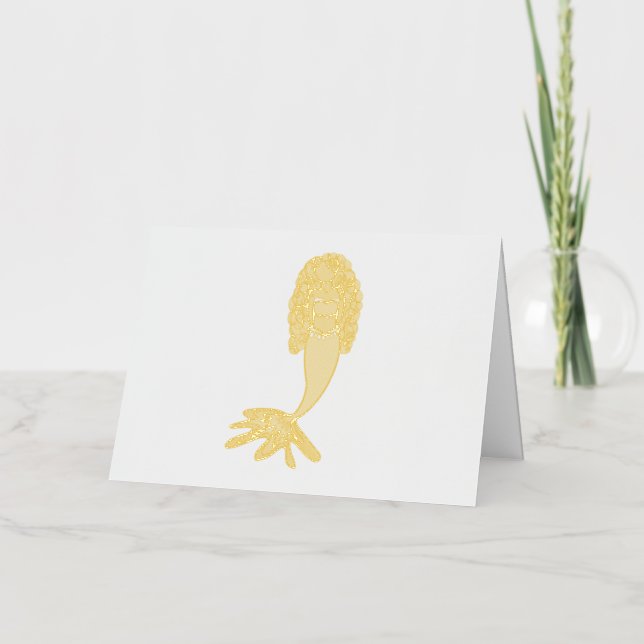 rainbow mermaid pink blue purple green black curly foil greeting card (Front)