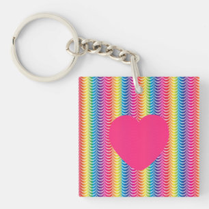 Rainbow Mermaid Pride Heart Key Ring