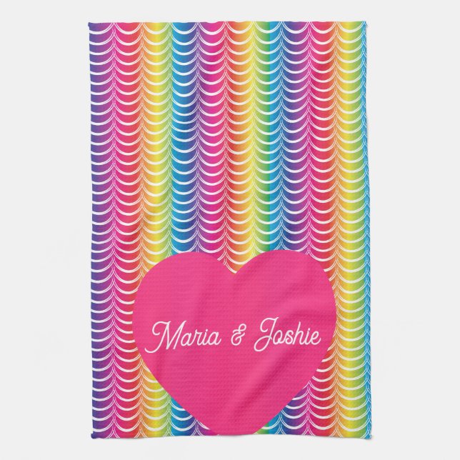Rainbow Mermaid Pride Heart Tea Towel (Vertical)