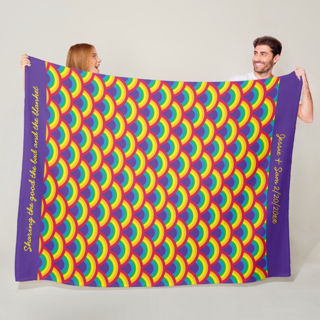 Rainbow Mermaid Scale Fleece Blanket (In Situ)
