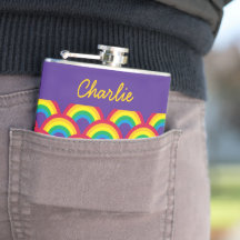 Rainbow Mermaid Scale Small Custom Name Flask