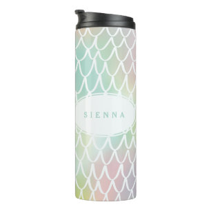 Rainbow mermaid scales pretty girly modern unique thermal tumbler