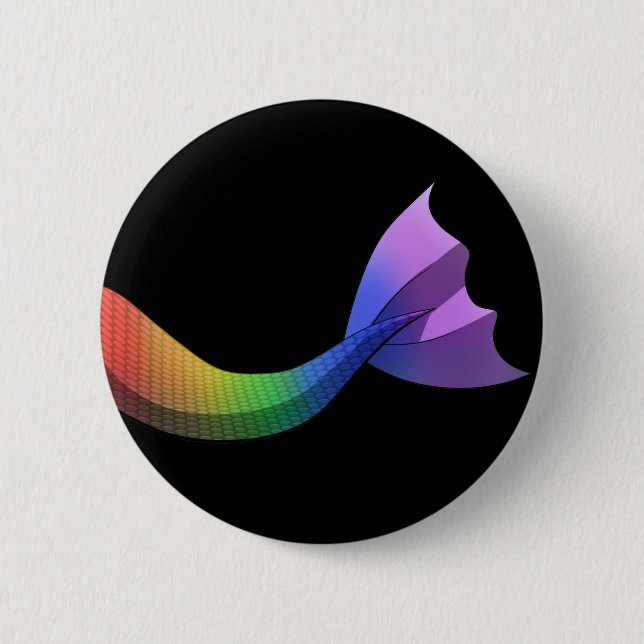 Rainbow Mermaid Tail V2 6 Cm Round Badge (Front)