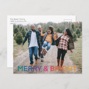 Rainbow Merry And Bright Photo Holiday Postcard