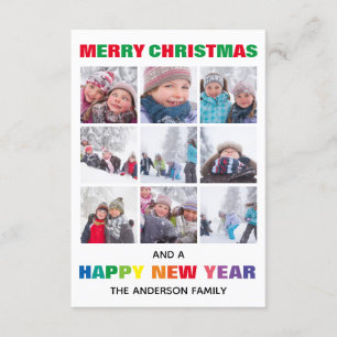 Rainbow Merry Christmas Collage-3x5 Christmas Card