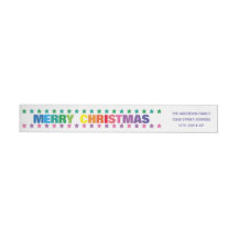 Rainbow Merry Christmas -Long Return Address Label