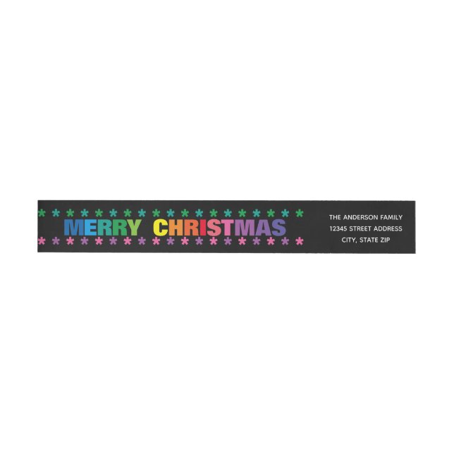 Rainbow Merry Christmas -Long Return Address Label (Individual)
