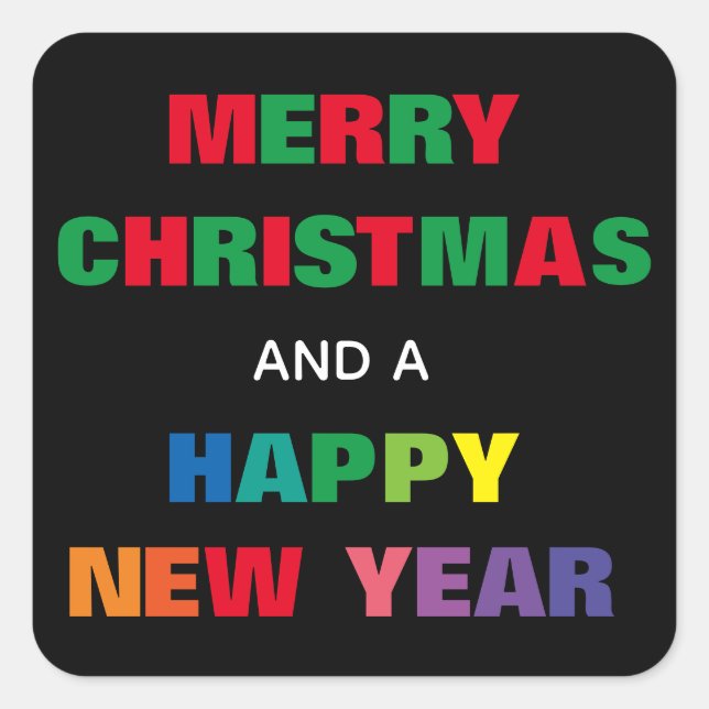 Rainbow Merry Christmas - Square Sticker (Front)