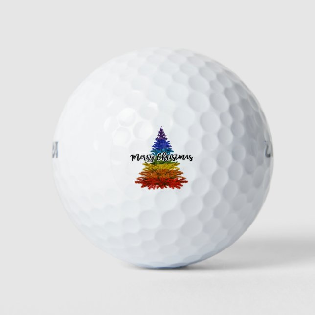 rainbow merry christmas tree golf balls (Front)