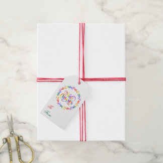 Rainbow Merry Christmas Wreath Gift Tag