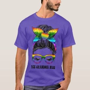 Rainbow Messy Bun Proud Grandma Gay Lesbian LGBT P T-Shirt
