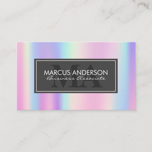 Rainbow Metallic | Classic Two Initial Monogram Appointment Card (Front)