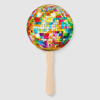 Rainbow Metallic Disco Ball Hand Fan